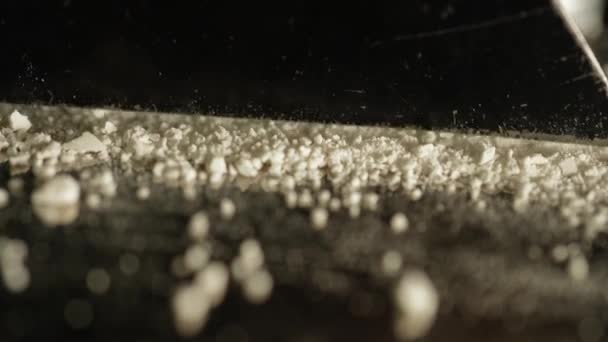Ναρκωτικά Κοκαΐνης Οξυκωδόνης Σκληρά Παράνομα Ναρκωτικά Προετοιμασία Λωρίδες Λευκής Σκόνης — Αρχείο Βίντεο