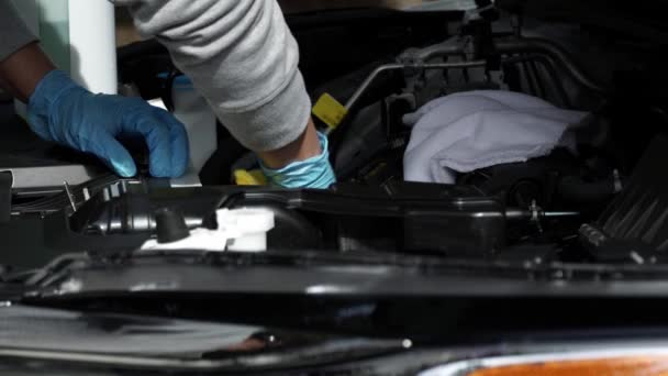 Limpeza Carros Lavagem Carros Estrada Compartimento Interior Motor Detalhando Limpar — Vídeo de Stock