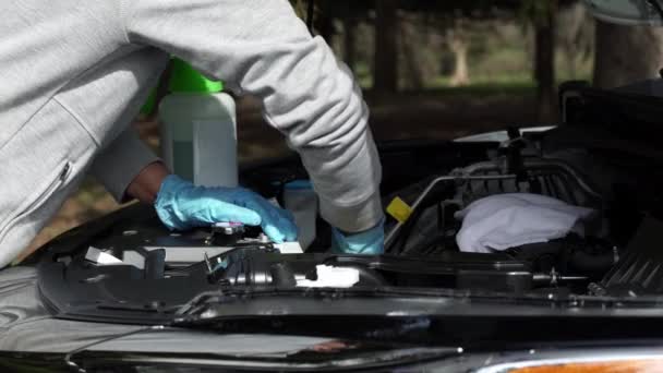 Czyszczenie Samochodów Mycie Samochodów Pyłu Drogowego Szczegółowy Opis Wnętrza Komory — Wideo stockowe
