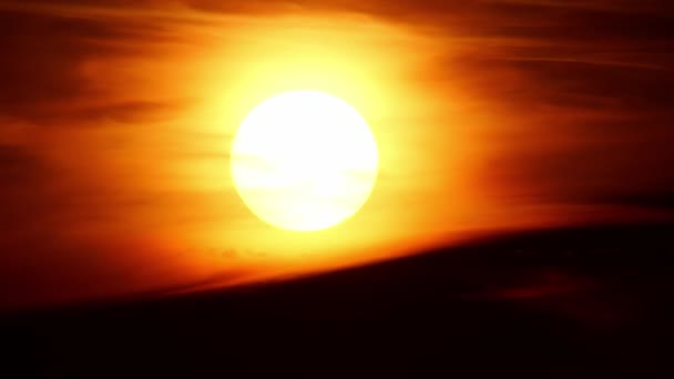 Słońce Zachodzi Zachodzie Słońca Czas Ucieka Gorąca Pustynia Duży Biały — Wideo stockowe