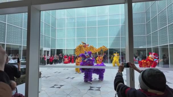 中国の旧正月2024ドラゴンダンスのお祝い 中国の黄道帯 アガン カーン博物館 旧正月とドラゴンの年 トロント オンタリオ カナダ 2024 — ストック動画