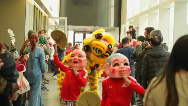 Ano Novo Lunar Chinês 2024 Celebração Dança Leão Zodíaco Chinês — Vídeo de Stock