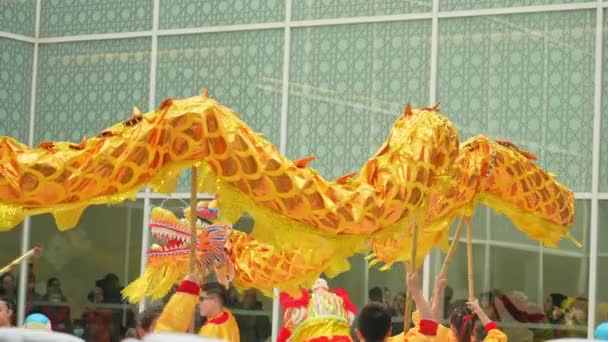 中国农历2024年农历新年舞龙庆祝活动 在阿迦汗博物馆的中国黄道带 农历新年及龙年 加拿大安大略省多伦多 2024年2月17日 — 图库视频影像