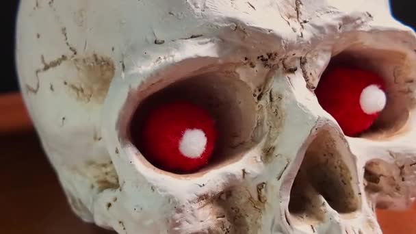 Gotycki Horror Przerażająca Koncepcja Bożego Narodzenia Ludzka Czaszka Kształcie Kubka — Wideo stockowe