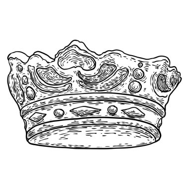 12 yıldızlı taç çizimi. Azize Mary heykellerinde ruhani anne ve kraliçenin sembolü bulunur. Hristiyan geleneklerine göre dini sanat ve heykel tacı. Vektör.