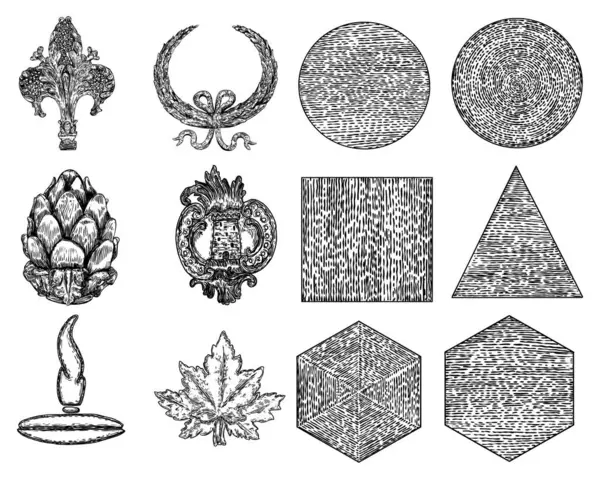 Klasik Tarz Çiçek Desenli Dairesel Taşlar Dekoratif Tavan Tasarım Elementleri — Stok Vektör