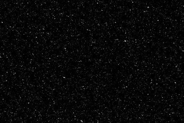 Siyah arka plan üzerine izole soyut grenli doku. Üstten Görünüm. Toz, kum darbe düz bir yüzeye veya tablo üzerinde yayılan siluet. 