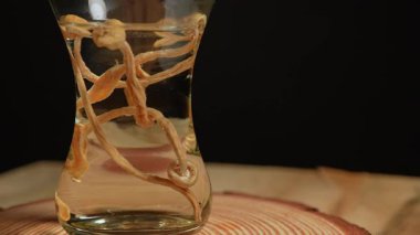 Psilosibin mantar çayı terapi konseptini etkiler. Depresyon, endişe ve uyku için psikedelik taze çay. Zihinsel sağlık ve doğal tıp, psikedelik tedavi ve sağlık. Çay demleniyor.