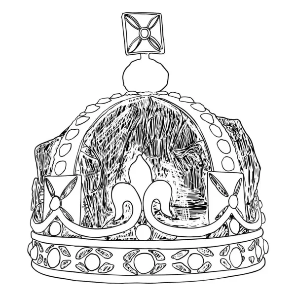 Kral ya da Kraliçe tacı. Coronet Jewel 'in taç giyme töreni, Birleşik Krallık' ın anayasal sorumlu hükümeti ve hükümranlığı veya kralın otoritesini temsil eder. Altından yapılmış devlet tacı.