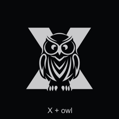 Hayvan maskotu, eğitim, sembol ve diğerleri için uygun ilk logo veya marka adı için baykuş ve büyük harf kavramı.