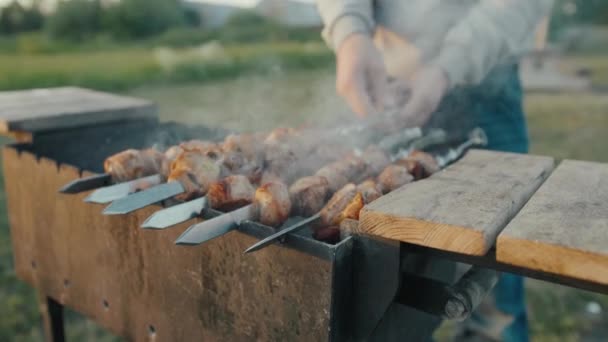 Unforgettable Summer Parties Grill Chill Delicious Kebabs — Stock Video
