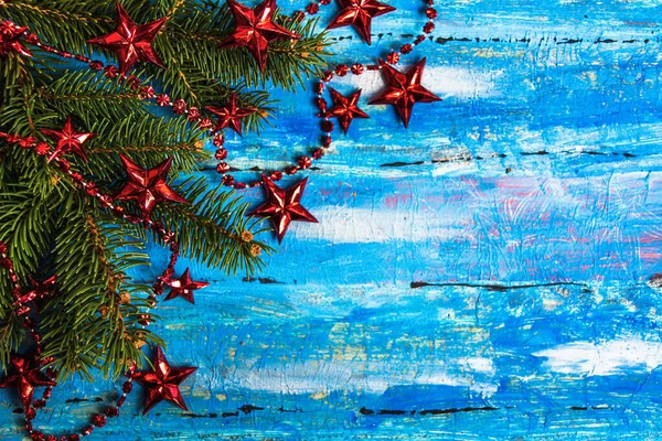 Decoraciones Navidad Con Abeto Espacio Copia Fondo —  Fotos de Stock