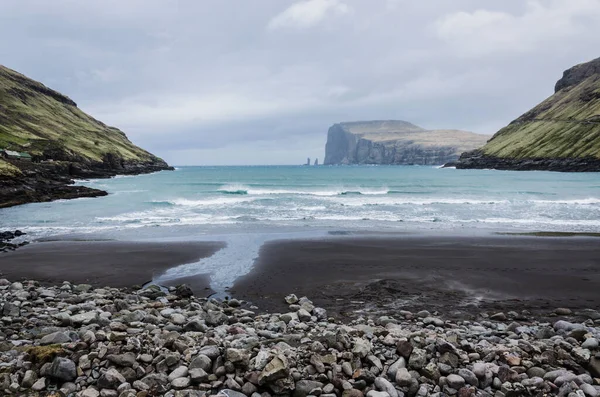 Praia Tjornuvik Pequena Encantadora Vila Piscatória Streymoy Ilhas Faroé Norte — Fotografia de Stock