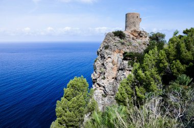 Torre del Verger tarihi gözlem kulesi Banyalbufar, Serra de Tramuntana, Mayorka, İspanya, Avrupa
