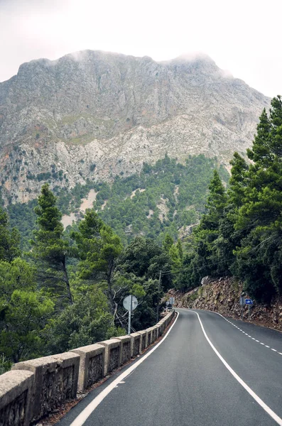 Serra de Tramuntana 'daki dağ yolu Mayorka, İspanya ve Avrupa' da.