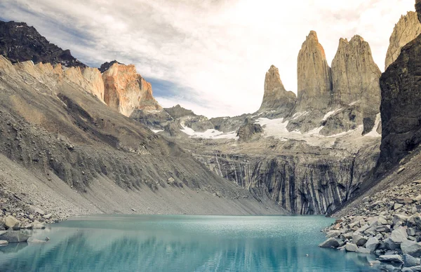 Tramonto Sulle Torres Nel Parco Nazionale Torres Del Paine Patagonia — Foto Stock