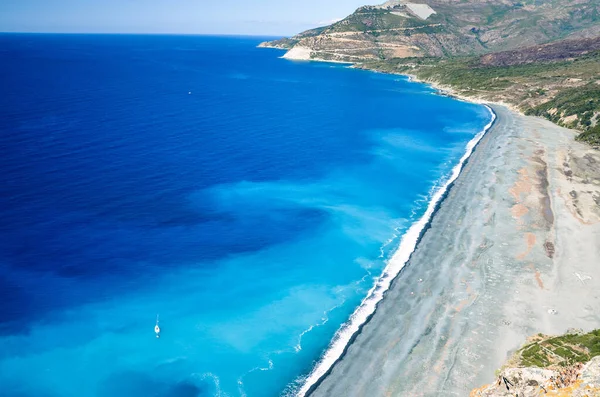 Original Kieselstrand Nonza Der Westküste Von Korsika Frankreich Europa Während — Stockfoto