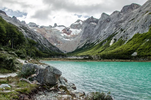 Beau Lac Bleu Laguna Esmeralda Terre Feu Près Ushuaia Patagonie — Photo