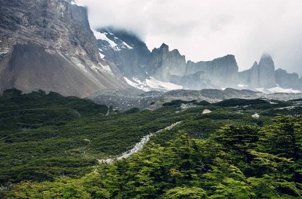 Los Cuernos Het Nationale Park Torres Del Paine Chili Patagonië — Stockfoto