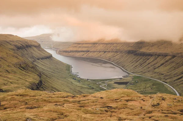 Streymoy Faroe Adaları Kuzey Avrupa Skandinavya Fiyort Üzerinde Güzel Bir — Stok fotoğraf