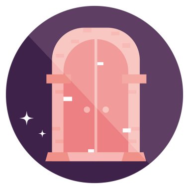 İzole edilmiş ortaçağ kale kapısı ikonu Vektör illüstrasyonu