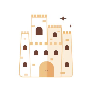 İzole edilmiş ortaçağ kale binası ikonu Vektör illüstrasyonu