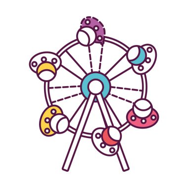 İzole lunapark UFO Ferris simgesi Vektör illüstrasyonu