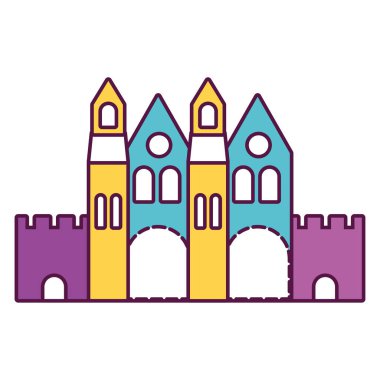 İzole lunapark ortaçağ temalı şato ikonu Vektör illüstrasyonu