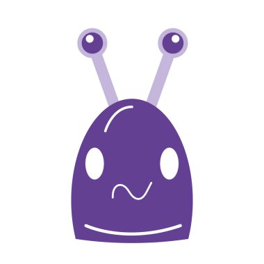 İzole edilmiş renkli tüylü uzaylı oyuncak ikonu Vektör illüstrasyonu