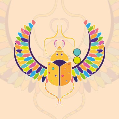 İzole edilmiş altın bokböceği eski Mısır ikonu Vektör illüstrasyonuName