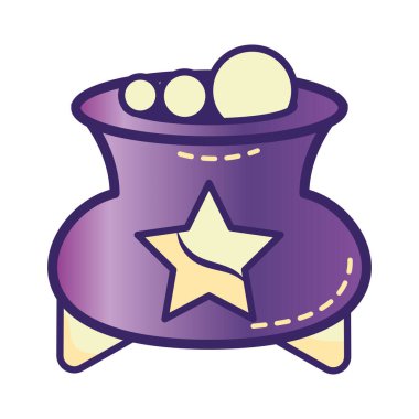 İzole edilmiş renkli cadı kazanı sihirli ikon vektör illüstrasyonu