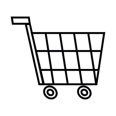 İzole edilmiş siyah alışveriş arabası simgesi Vektör illüstrasyonu