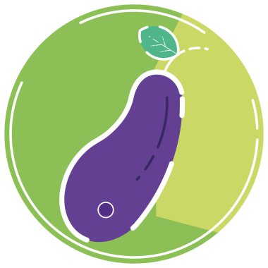 İzole edilmiş renkli patlıcan simgesi düz tasarım Vektör illüstrasyonu