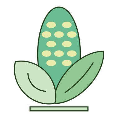 İzole edilmiş renkli mısır simgesi Düz Tasarım Vektörü illüstrasyonu