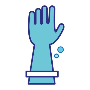 İzole edilmiş mavi mutfak eldivenleri Temizlik ikonu Vektör illüstrasyonu