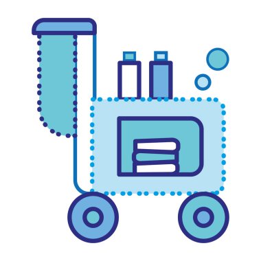 İzole edilmiş mavi temizlik arabası ikonu Vektör illüstrasyonu