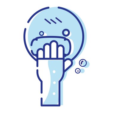 İzole edilmiş mavi mutfak eldivenleri ve sünger temizliği ikonu Vektör çizimi