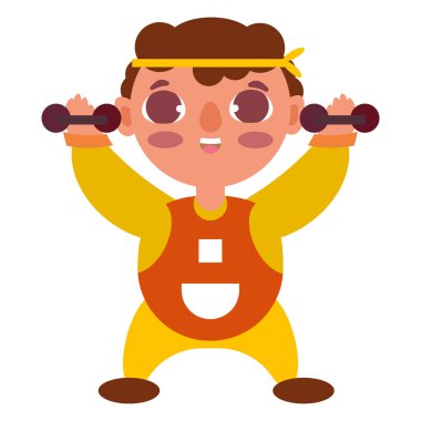 Isolated happy body builder cartoon character Vector illustration