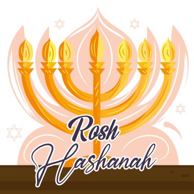Isolated traditional jewish candlestick Rosh hashanah poster Vector illustration