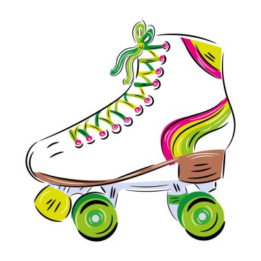 Isolated colored retro skate sketch pop art Vector illustration