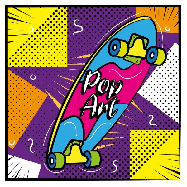 Μεμονωμένα Ρετρό Skateboard Σκίτσο Κωμική Σελίδα Διάνυσμα Εικονογράφηση Εικονογράφηση Αρχείου
