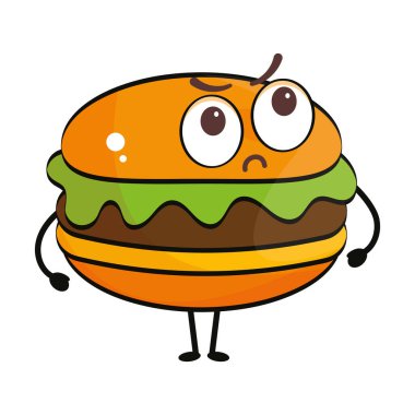 Isolated cute angry burger cartoon character Vector illustration