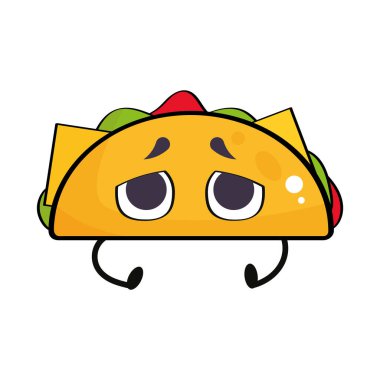 Isolated cute sad taco cartoon character Vector illustration