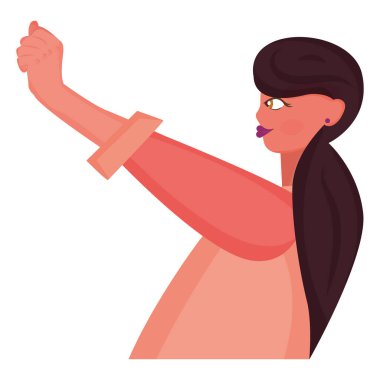 Isolated cute girl cartoon character raising her hand Vector illustration