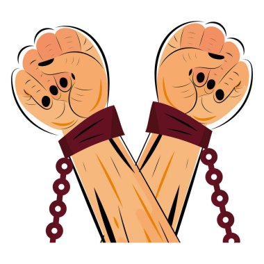 Pair of hands protesting with handcuffs Vector illustration