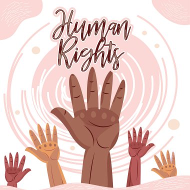 Group of hands protesting for rights Human rights concept Vector illustration