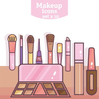 Set of Makeup icons Fashio incons Vectorillustration