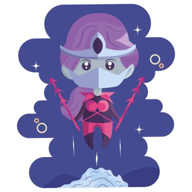 Isolated cute female superhero cartoon character Vector illustration