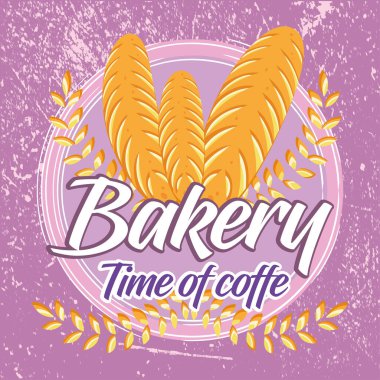 Colored retro bakery image with baguettes Vector illustration