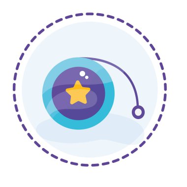 Ayrı renkte yoyo oyuncak simgesi düz tasarım Vektör illüstrasyonu